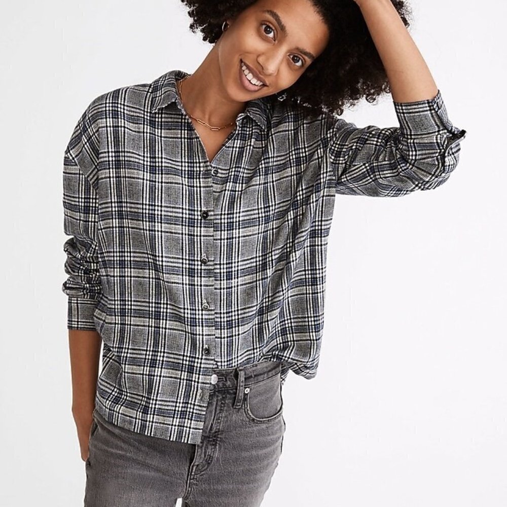 Madewell Flannel Westlake Shirt in Dubin Plaid Button‎ Front Long Sleeve Size S